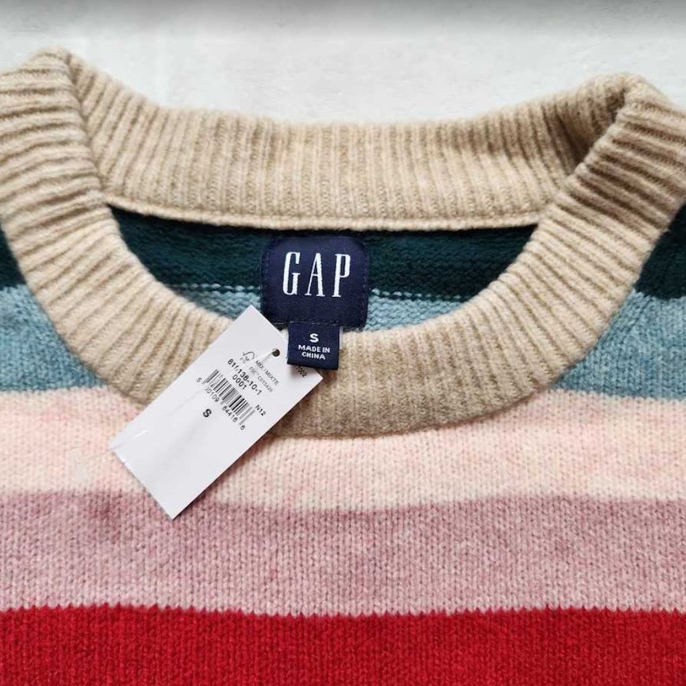 New women's Gap happy stripe CashSoft crewneck colorful stripe sweater - Picture 4 of 11